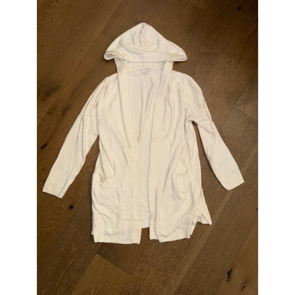 Barefoot Dreams CozyChic Lite Hooded Cardigan‎ Cream White XL QVWCL1324